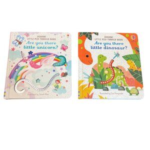 Usborne Little Peek Through Are You There Little Unicorn and Dinosaur Boardbooks